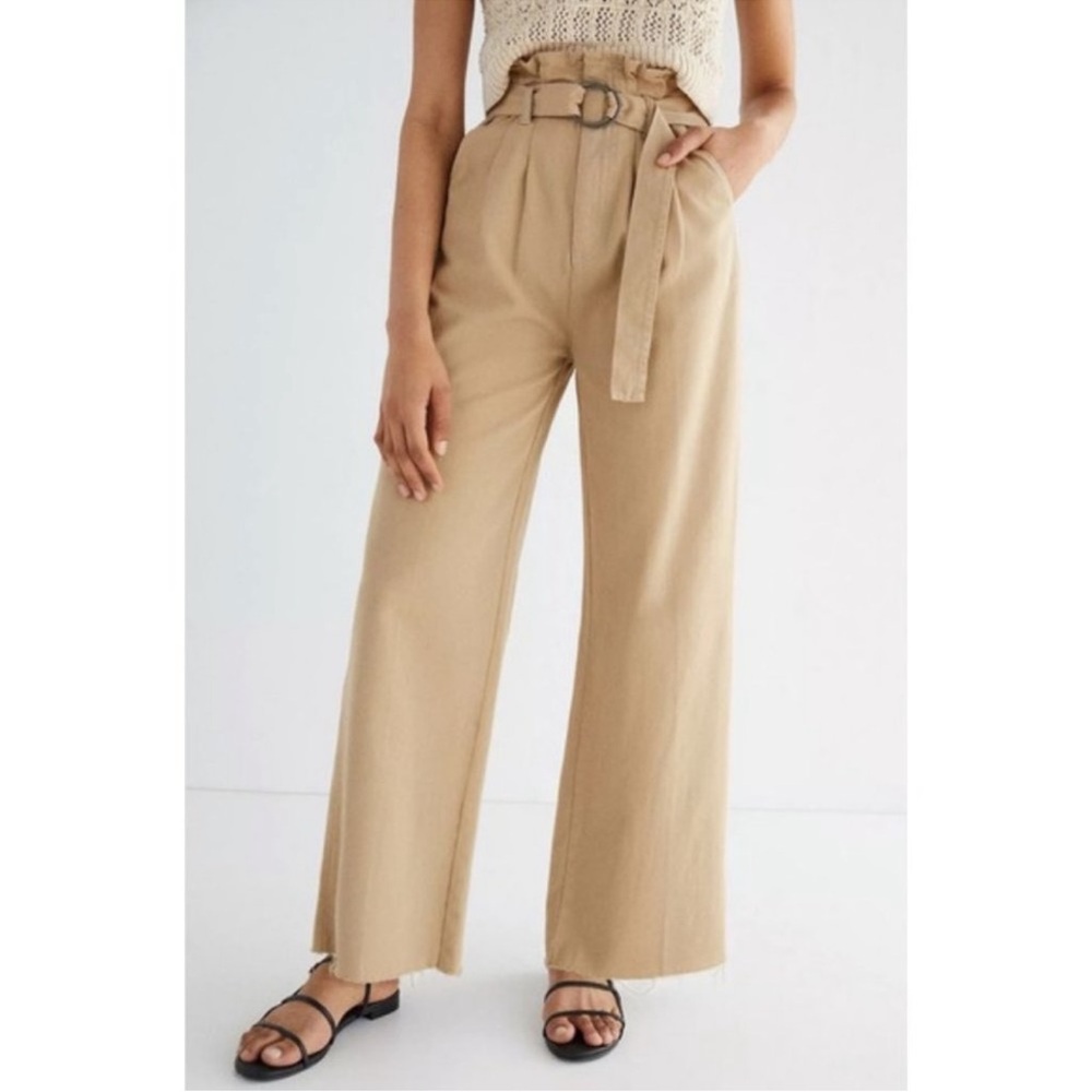 Boyish The Clancy Paperbag Wide Leg Pants Anthropologie Tan Beige Size 29